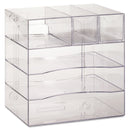 Rubbermaid Optimizers Four-Way Organizer with Drawers, 6 Compartments, 2 Drawers, Plastic, 10 x 13.25 x 13.25, Clear
