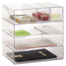Rubbermaid Optimizers Four-Way Organizer with Drawers, 6 Compartments, 2 Drawers, Plastic, 10 x 13.25 x 13.25, Clear