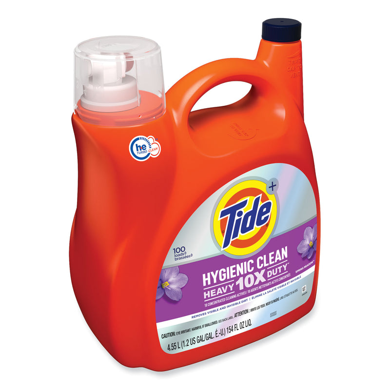 Tide Hygienic Clean Heavy 10x Duty Liquid Laundry Detergent, Spring Meadow, 154 oz Bottle, 4/Carton