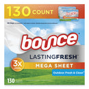 Bounce Fabric Softener Sheets, Outdoor Fresh and Clean, 130 Sheets/Box, 3 Boxes/Carton