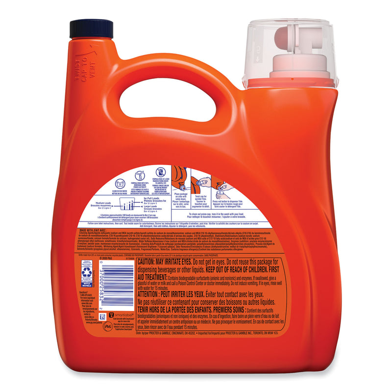 Tide Hygienic Clean Heavy 10x Duty Liquid Laundry Detergent, Original, 154 oz Bottle, 4/Carton