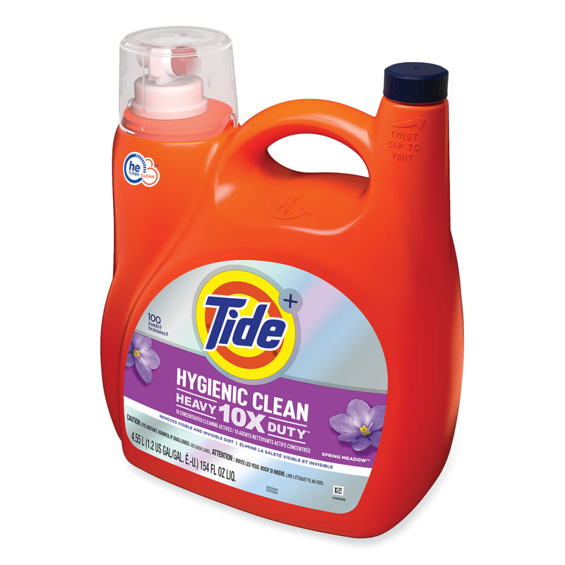 Tide Hygienic Clean Heavy 10x Duty Liquid Laundry Detergent, Spring Meadow, 154 oz Bottle, 4/Carton
