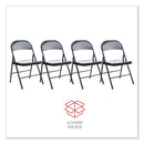 Alera Armless Steel Folding Chair, Supports Up to 275 lb, Black, 4/Carton