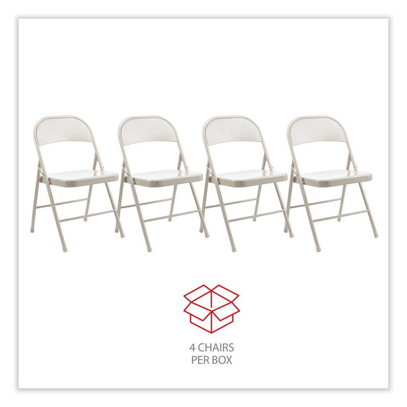 Alera Armless Steel Folding Chair, Supports Up to 275 lb, Taupe, 4/Carton