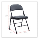 Alera PU Padded Folding Chair, Supports Up to 250 lb, Black Seat/Back, Black Base, 4/Carton