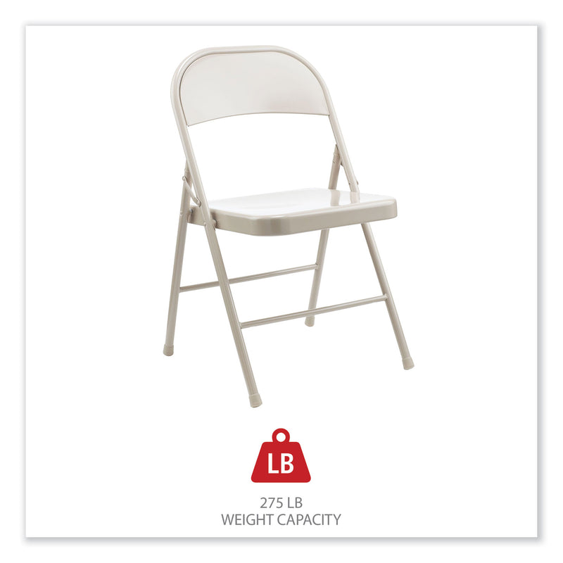 Alera Armless Steel Folding Chair, Supports Up to 275 lb, Taupe, 4/Carton