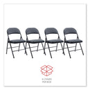 Alera PU Padded Folding Chair, Supports Up to 250 lb, Black Seat/Back, Black Base, 4/Carton