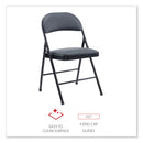 Alera PU Padded Folding Chair, Supports Up to 250 lb, Black Seat/Back, Black Base, 4/Carton
