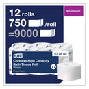 Tork Coreless High Capacity Bath Tissue, 2-Ply, White, 750 Sheets/Roll, White, 12/Carton
