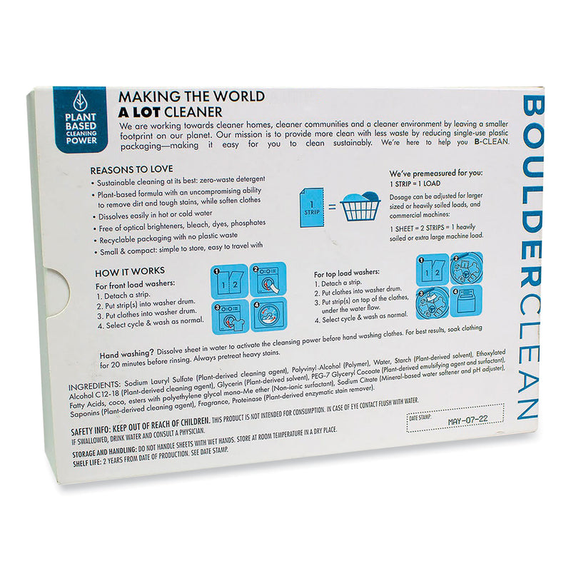 Boulder Clean Laundry Detergent Sheets, Clean Cotton, 40/Pack