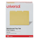 Universal Reinforced Top-Tab File Folders, 1/3-Cut Tabs: Assorted, Letter Size, 1" Expansion, Yellow, 100/Box