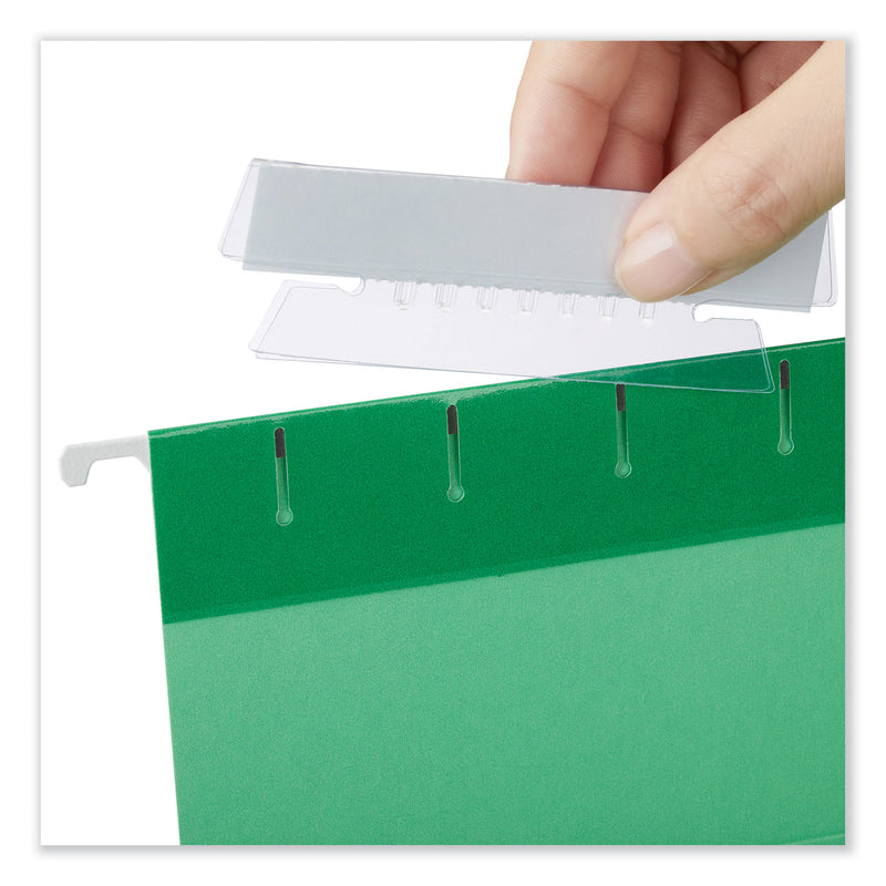 Universal Hanging File Folder Plastic Index Tabs, 1/3-Cut, Clear, 3.5" Wide, 25/Pack