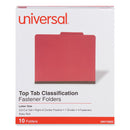 Universal Bright Colored Pressboard Classification Folders, 1 Divider, Letter Size, Ruby Red, 10/Box