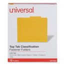 Universal Bright Colored Pressboard Classification Folders, 1 Divider, Letter Size, Yellow, 10/Box