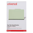 Universal Four-Section Pressboard Classification Folders, 1 Divider, Legal Size, Green, 10/Box