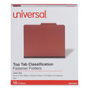 Universal Six--Section Pressboard Classification Folders, 2 Dividers, Letter Size, Red, 10/Box