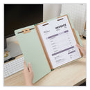 Universal Six--Section Pressboard Classification Folders, 2 Dividers, Letter Size, Gray-Green, 10/Box