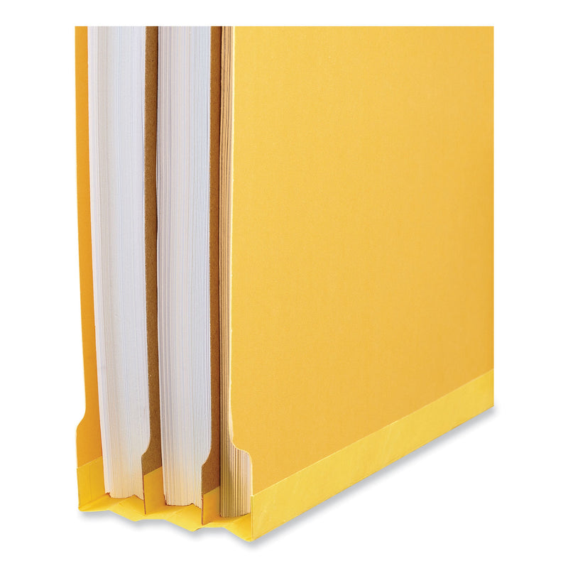 Universal Deluxe Six-Section Colored Pressboard End Tab Classification Folders, 2 Dividers, Letter Size, Yellow, 10/Box