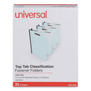 Universal Top Tab Classification Folders, 2" Expansion, Letter Size, Light Blue, 25/Box