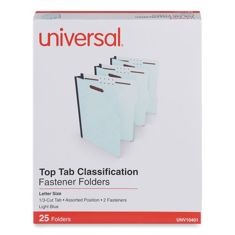 Universal Top Tab Classification Folders, 2" Expansion, Letter Size, Light Blue, 25/Box