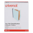 Universal Four-Section Pressboard Classification Folders, 1 Divider, Letter Size, Light Blue, 20/Box