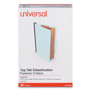 Universal Six-Section Classification Folders, Heavy-Duty Pressboard Cover, 2 Dividers, 2.5" Expansion, Legal Size, Light Blue, 20/Box
