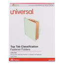 Universal Six-Section Classification Folders, Heavy-Duty Pressboard Cover, 2 Dividers, 2.5" Expansion, Letter Size, Light Green, 20/Bx