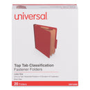 Universal Six-Section Classification Folders, Heavy-Duty Pressboard Cover, 2 Dividers, 2.5" Expansion, Letter Size, Brick Red, 20/Box