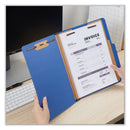 Universal Six-Section Pressboard Classification Folders, 2 Dividers, Letter Size, Blue, 10/Box