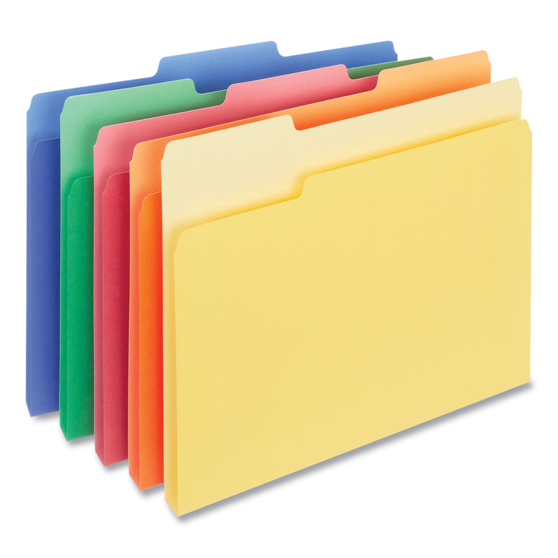 Universal Deluxe Colored Top Tab File Folders, 1/3-Cut Tabs: Assorted, Letter Size, Assorted Colors, 100/Box