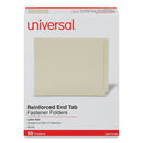 Universal Reinforced End Tab Fastener Folders, 2 Fasteners, Letter Size, Manila Exterior, 50/Box