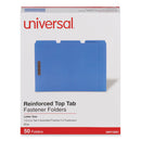 Universal Deluxe Reinforced Top Tab Fastener Folders, 2 Fasteners, Letter Size, Blue Exterior, 50/Box