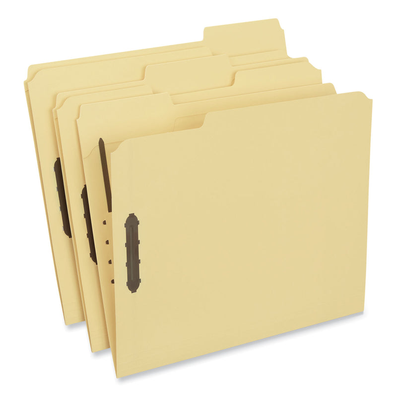 Universal Deluxe Reinforced Top Tab Fastener Folders, 2 Fasteners, Letter Size, Yellow Exterior, 50/Box