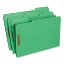 Universal Deluxe Reinforced Top Tab Fastener Folders, 2 Fasteners, Legal Size, Green Exterior, 50/Box