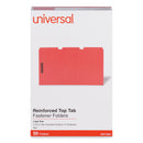 Universal Deluxe Reinforced Top Tab Fastener Folders, 2 Fasteners, Legal Size, Red Exterior, 50/Box