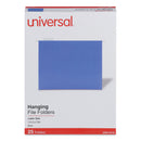 Universal Deluxe Bright Color Hanging File Folders, Letter Size, 1/5-Cut Tabs, Blue, 25/Box