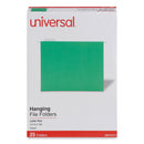 Universal Deluxe Bright Color Hanging File Folders, Letter Size, 1/5-Cut Tabs, Bright Green, 25/Box