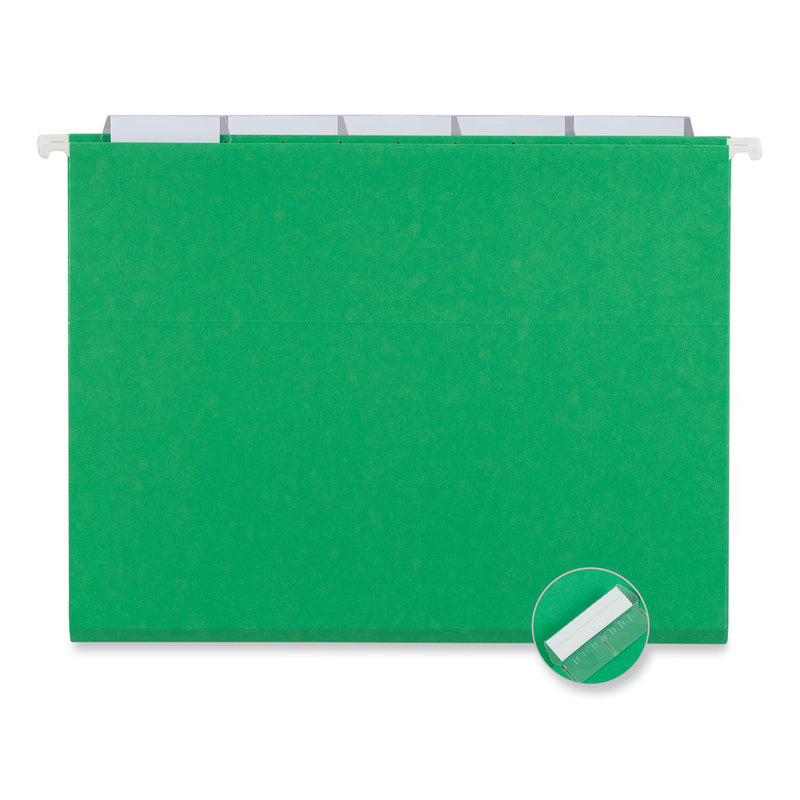 Universal Deluxe Bright Color Hanging File Folders, Letter Size, 1/5-Cut Tabs, Bright Green, 25/Box