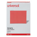 Universal Deluxe Bright Color Hanging File Folders, Letter Size, 1/5-Cut Tabs, Red, 25/Box