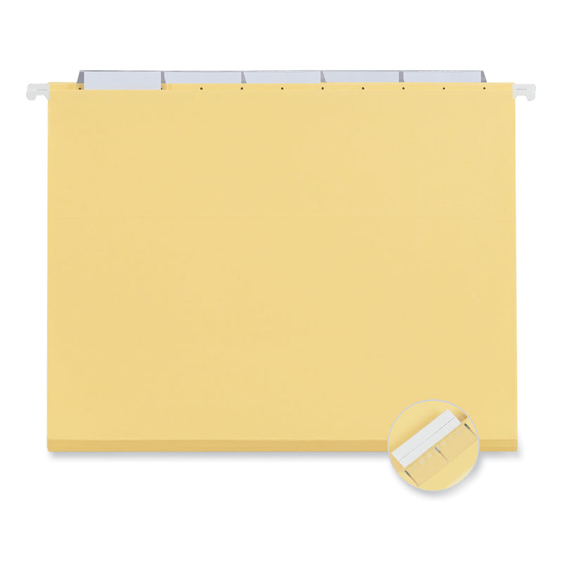 Universal Deluxe Bright Color Hanging File Folders, Letter Size, 1/5-Cut Tabs, Yellow, 25/Box