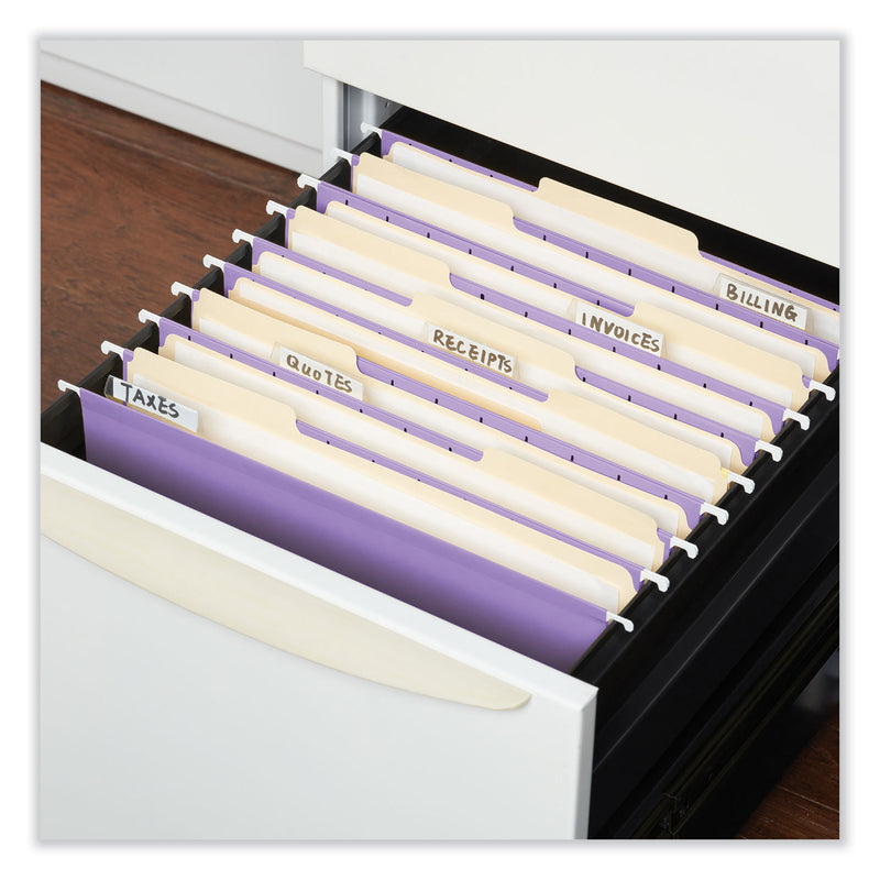 Universal Deluxe Bright Color Hanging File Folders, Letter Size, 1/5-Cut Tabs, Violet, 25/Box