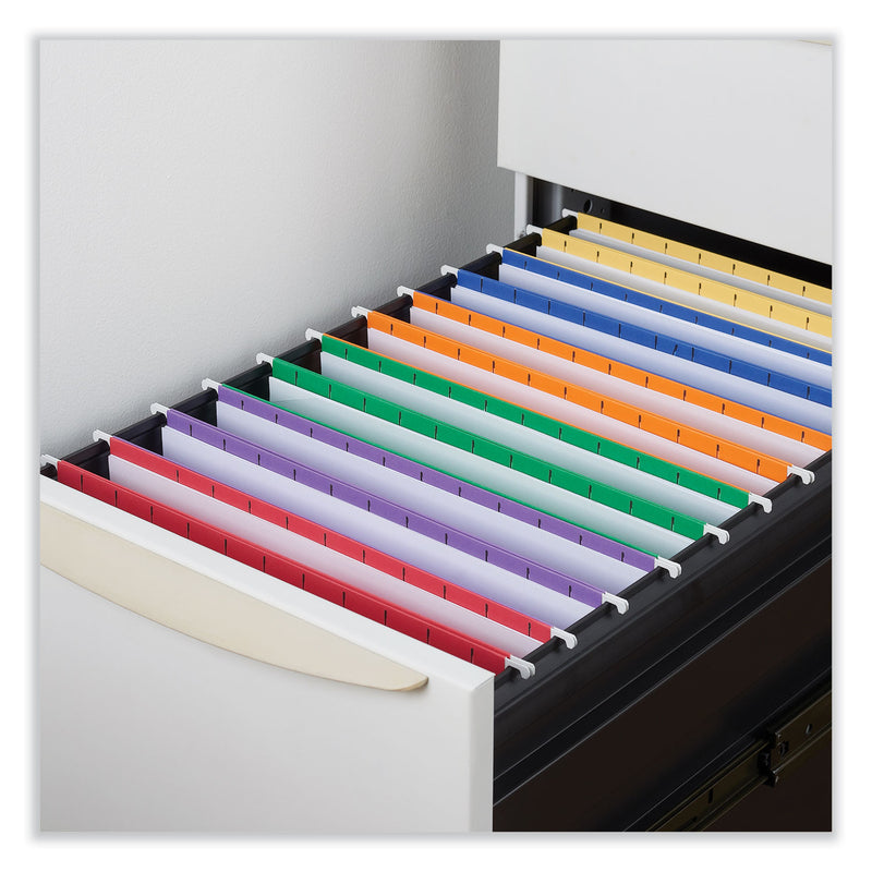 Universal Deluxe Bright Color Hanging File Folders, Letter Size, 1/5-Cut Tabs, Orange, 25/Box