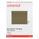 Universal Box Bottom Hanging File Folders, 1" Capacity, Letter Size, 1/5-Cut Tabs, Standard Green, 25/Box