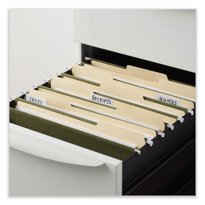 Universal Box Bottom Hanging File Folders, 2" Capacity, Letter Size, 1/5-Cut Tabs, Standard Green, 25/Box