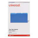 Universal Interior File Folders, 1/3-Cut Tabs: Assorted, Legal Size, 11-pt Stock, Blue, 100/Box