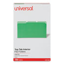 Universal Interior File Folders, 1/3-Cut Tabs: Assorted, Legal Size, 11-pt Stock, Green, 100/Box