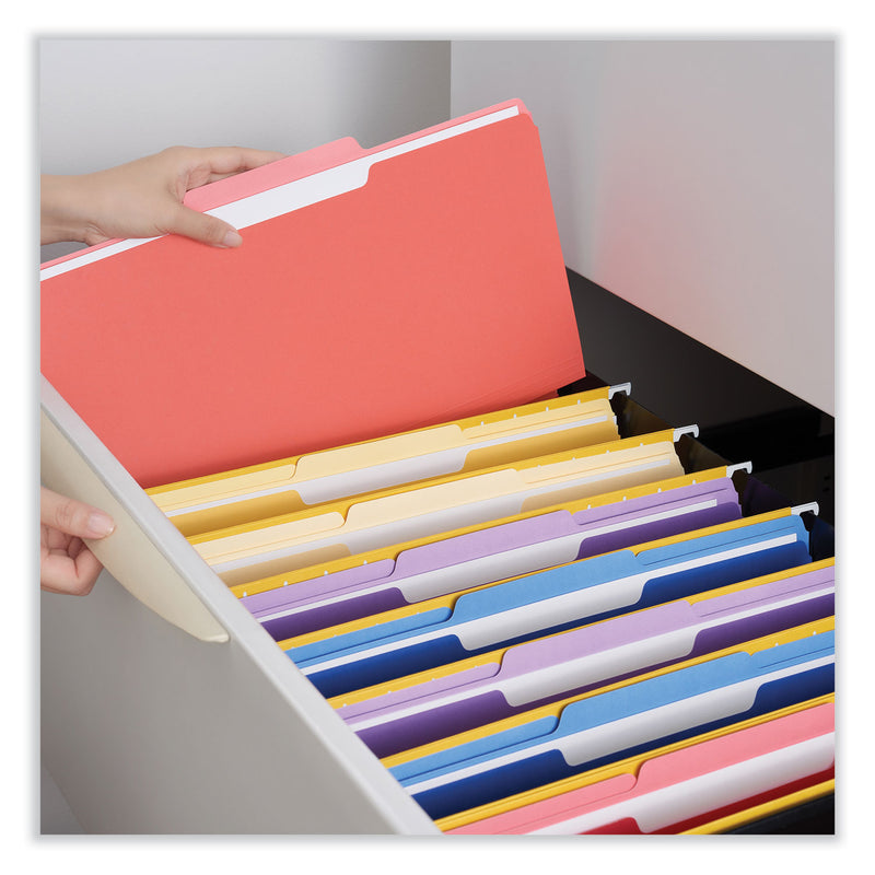Universal Interior File Folders, 1/3-Cut Tabs: Assorted, Legal Size, 11-pt Stock, Red, 100/Box
