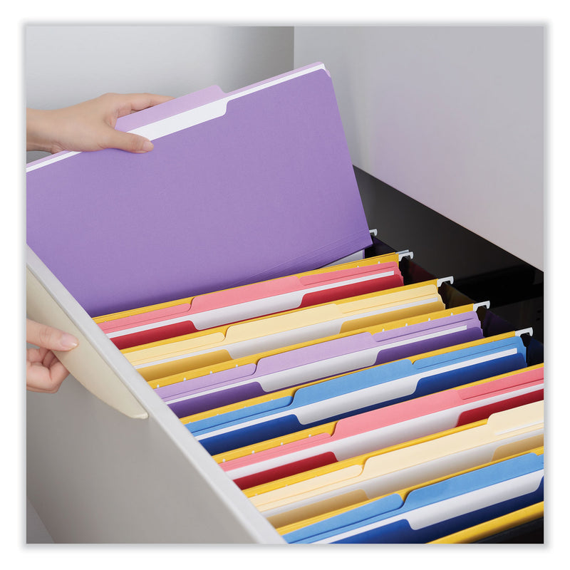 Universal Interior File Folders, 1/3-Cut Tabs: Assorted, Legal Size, 11-pt Stock, Violet, 100/Box