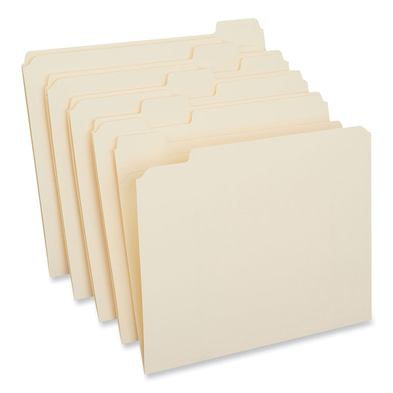 Universal Double-Ply Top Tab Manila File Folders, 1/5-Cut Tabs: Assorted, Letter Size, 0.75" Expansion, Manila, 100/Box