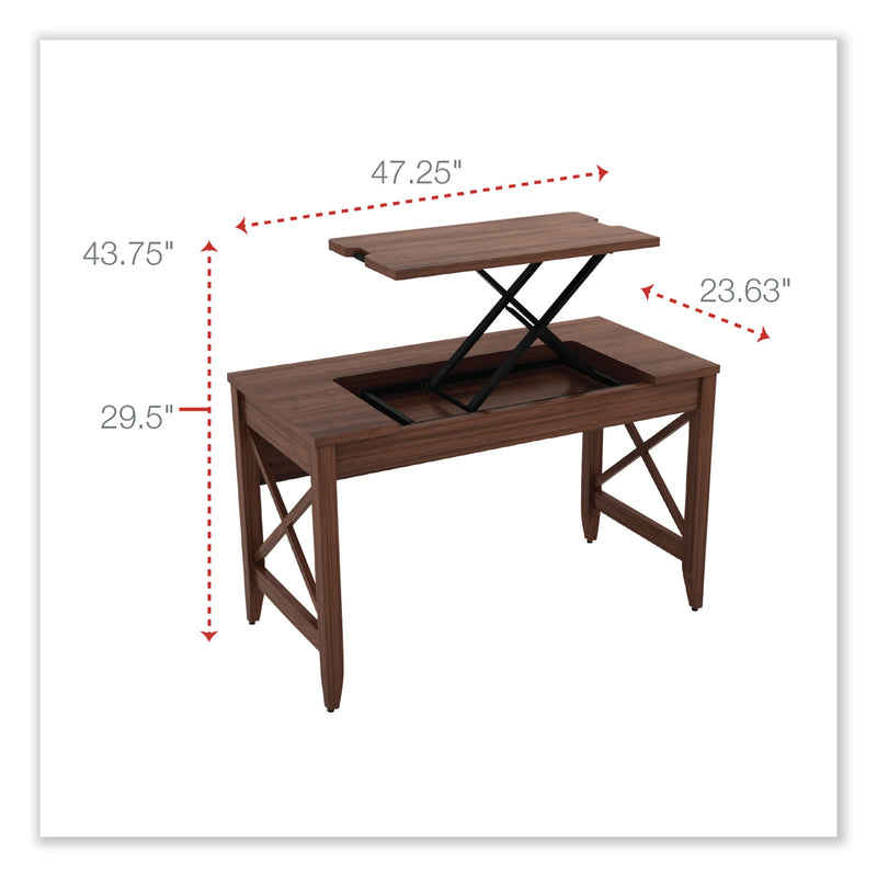 Alera Sit-to-Stand Table Desk, 47.25" x 23.63" x 29.5" to 43.75", Modern Walnut